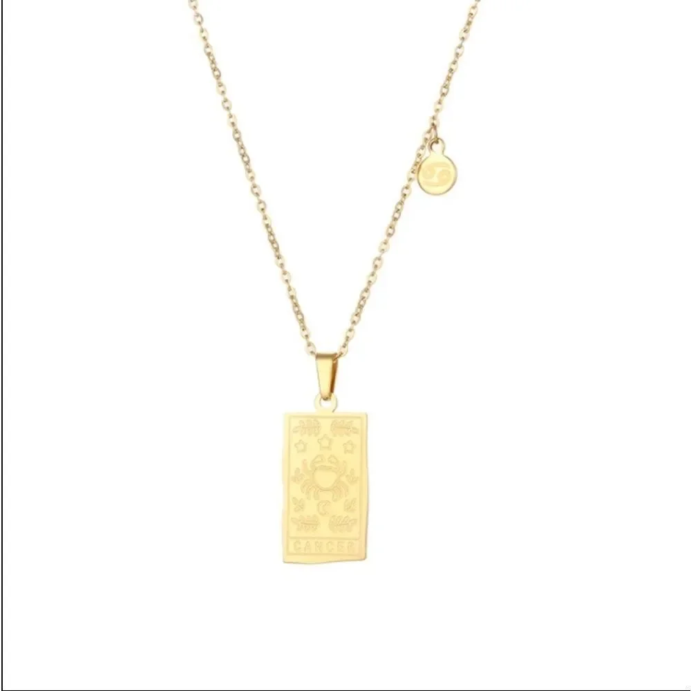 Cancer Zodiac Horoscope Sign Tarot Gold Plated Pendant Necklace